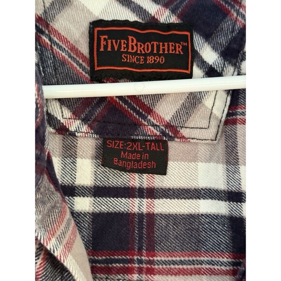 Five Brother Heavyweight Flannel Shirt Men 2XL Tall Multi Plaid GREAT CONDITION - Picture 4 of 8